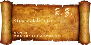 Ripp Zakária névjegykártya